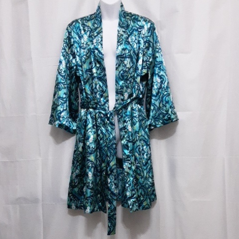 Liz Claiborne Teal and Black Swirl Robe